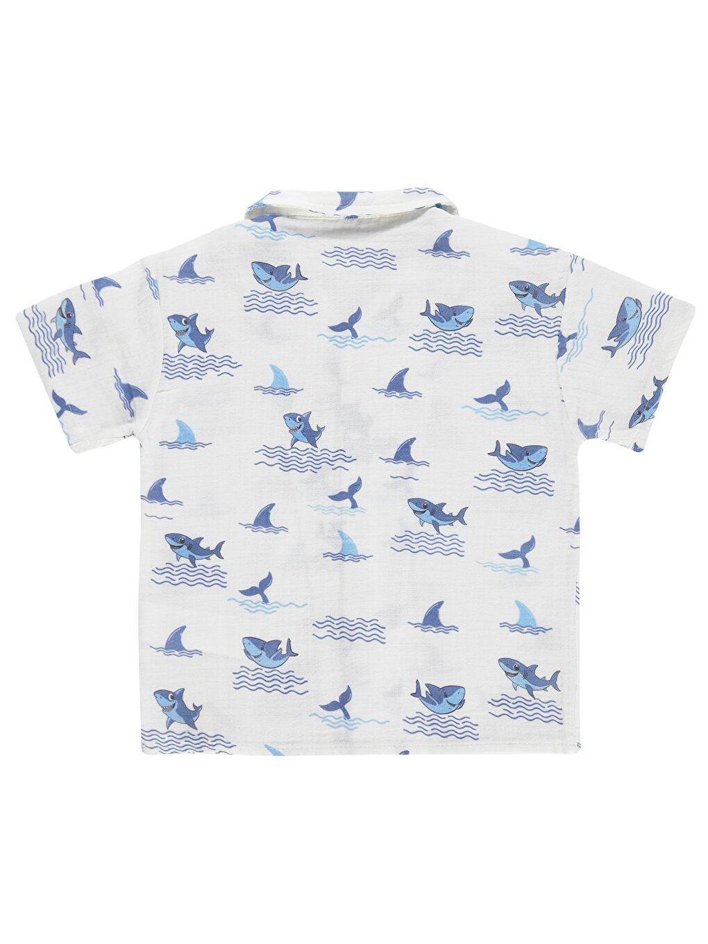 Boys Köpekbalığı Baskılı 2-5 Yaş Gömlek - Beyaz-1