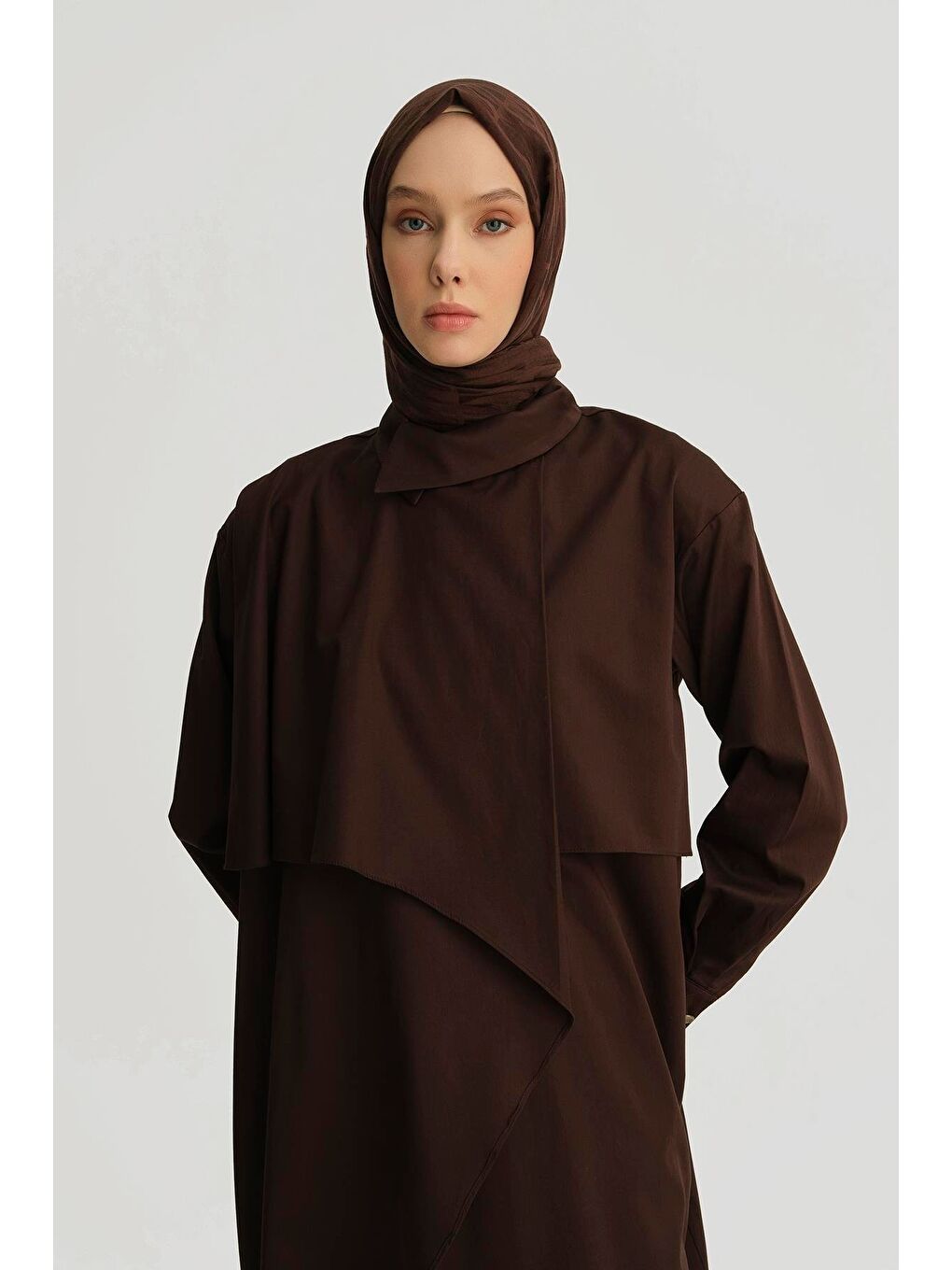 Asimetrik Pamuklu Tunik 25Y4703 Kahverengi-3