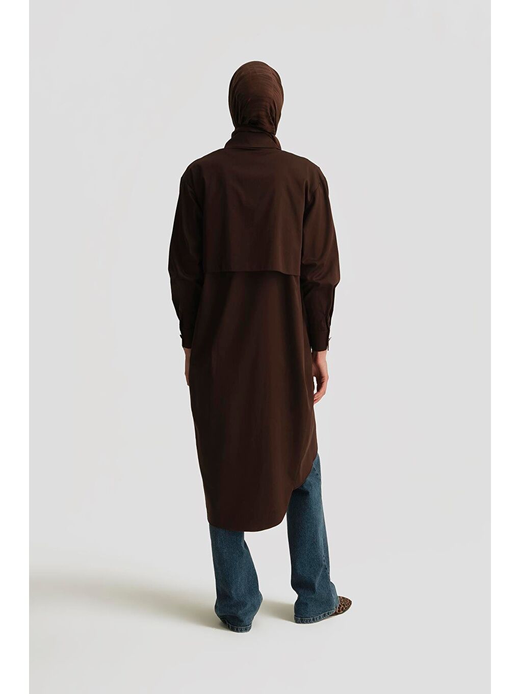Asimetrik Pamuklu Tunik 25Y4703 Kahverengi-4