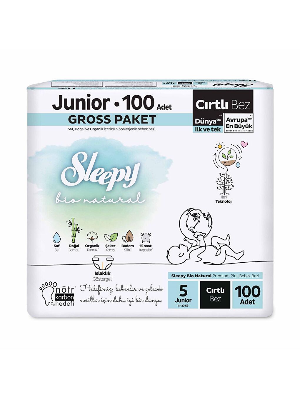 Sleepy Bio Natural Gross Paket Bebek Bezi 5 Numara Junior 100 Adet - 1