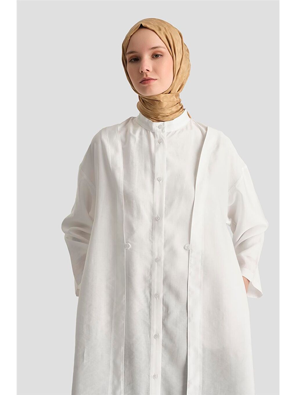 Lyocell Tunik Elbise 25Yd5800 Beyaz-3