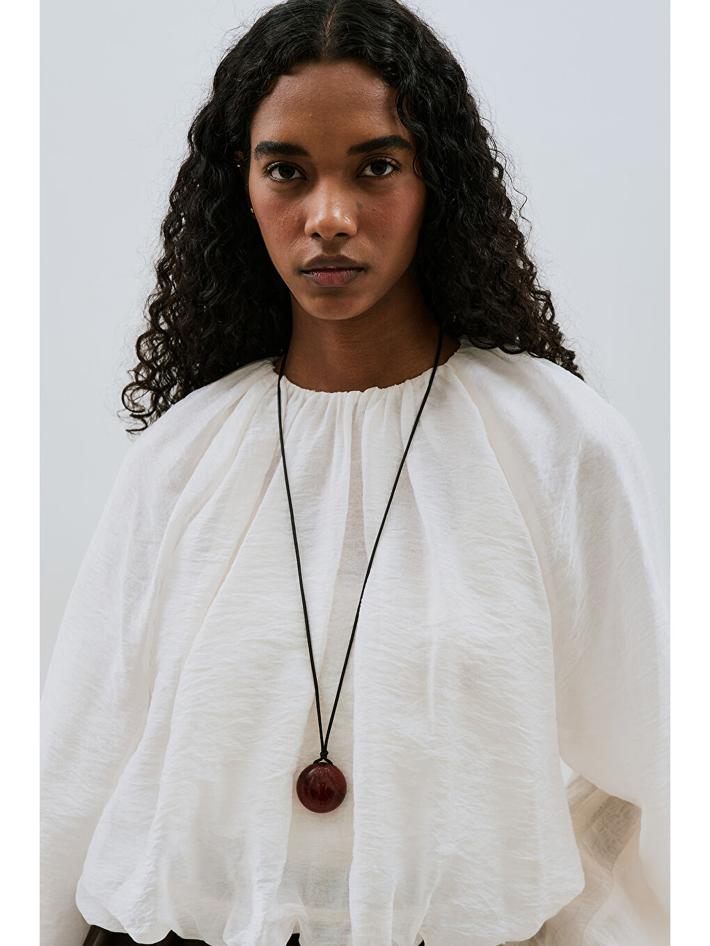 Balon Form Kısa Bluz Ekru-5