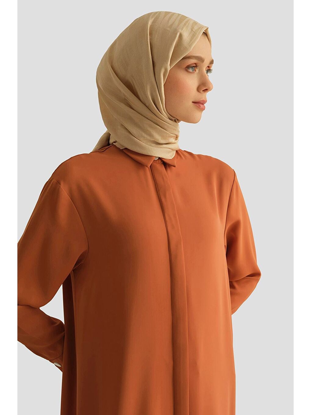 Turuncu Zımba Detaylı Tunik Elbise 25Yh4406 Somon-2