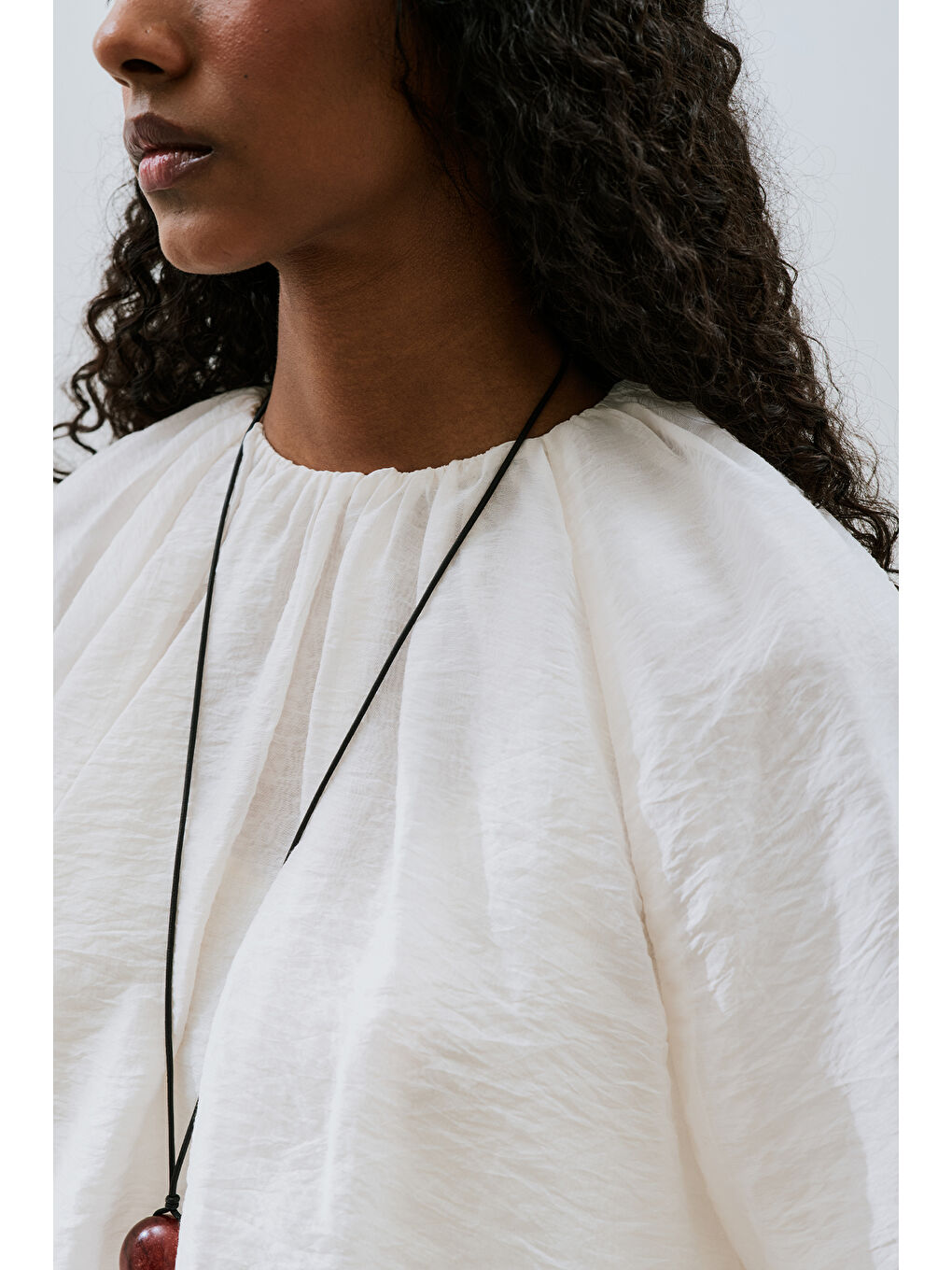 Balon Form Kısa Bluz Ekru-6