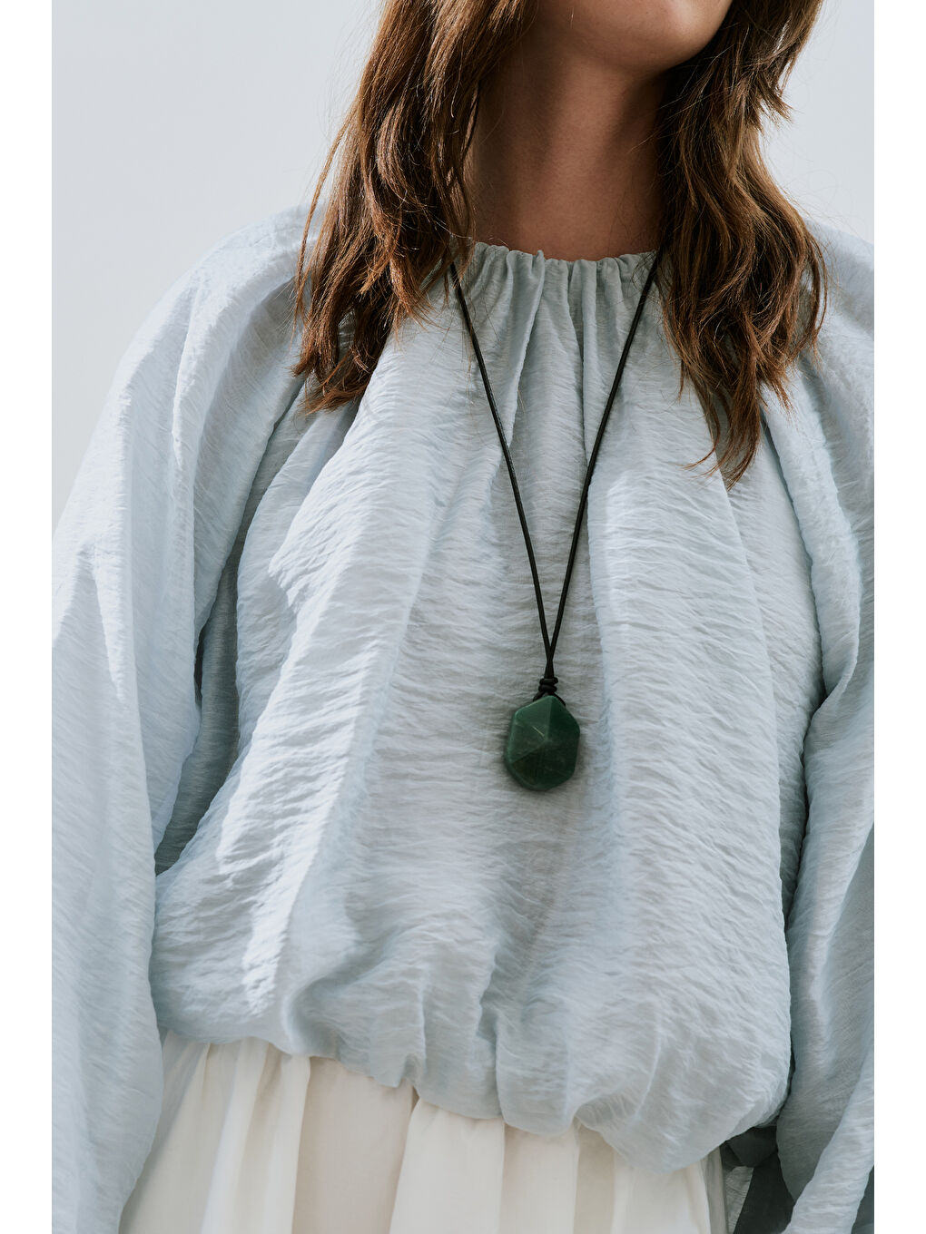 Balon Form Kısa Bluz Mavi-5