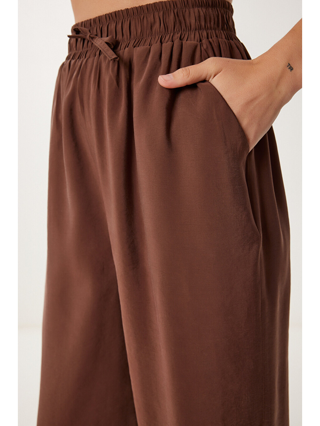 Kahverengi Askılı Modal Bluz Pantolon Takım KAHVERENGİ LRV0108-4