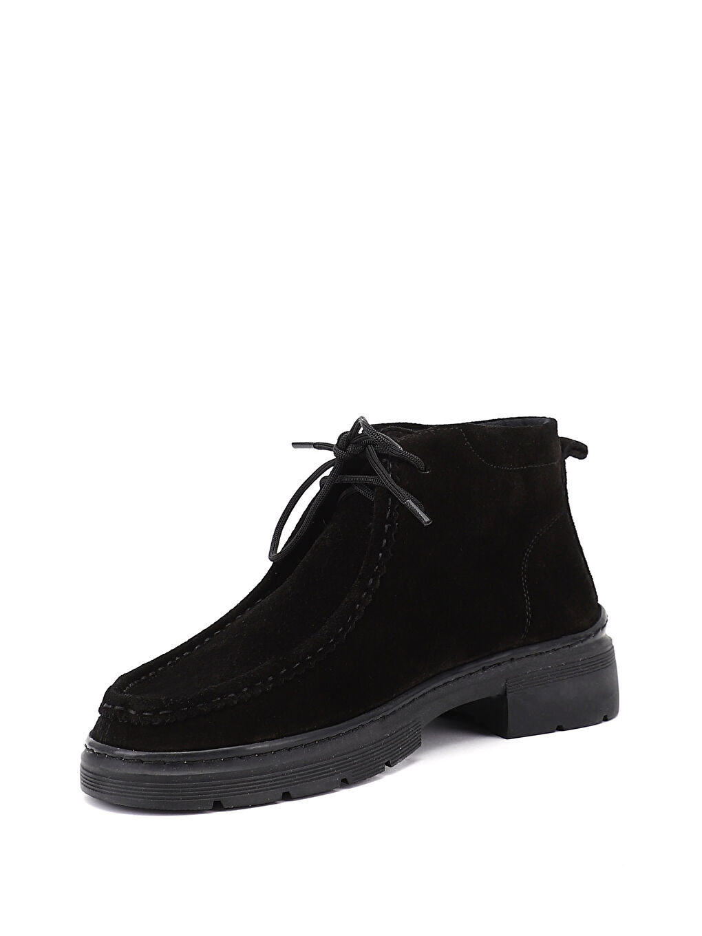 Siyah Kadın KOYU SİYAH Bağcıklı Hakiki Deri Comfort Bot-2