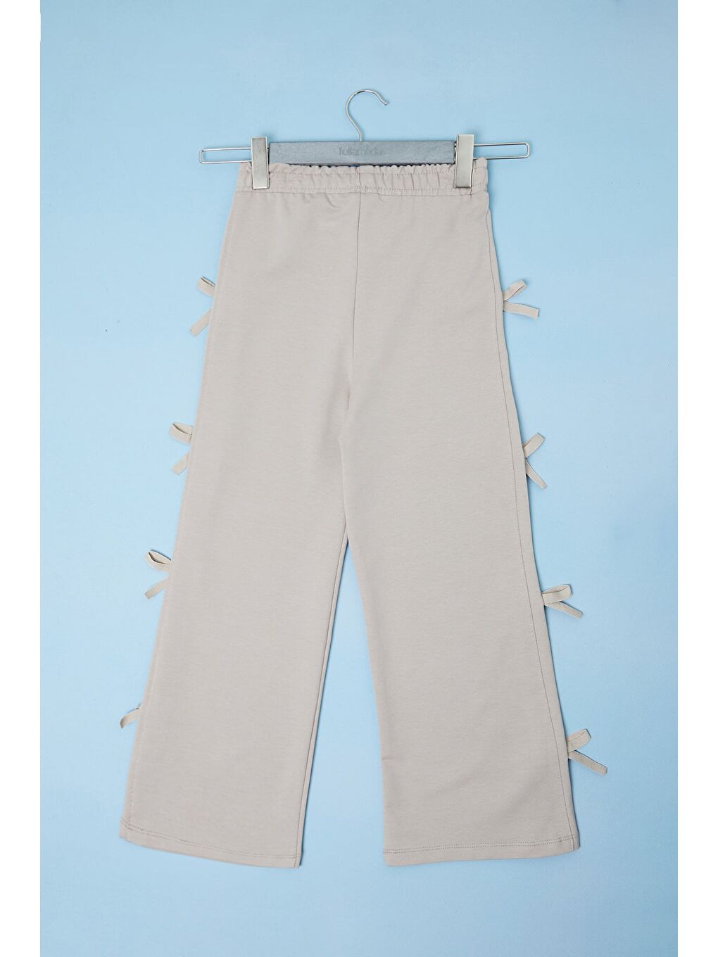 Bej Kurdele Detaylı Kız Çocuk Pantolon-4