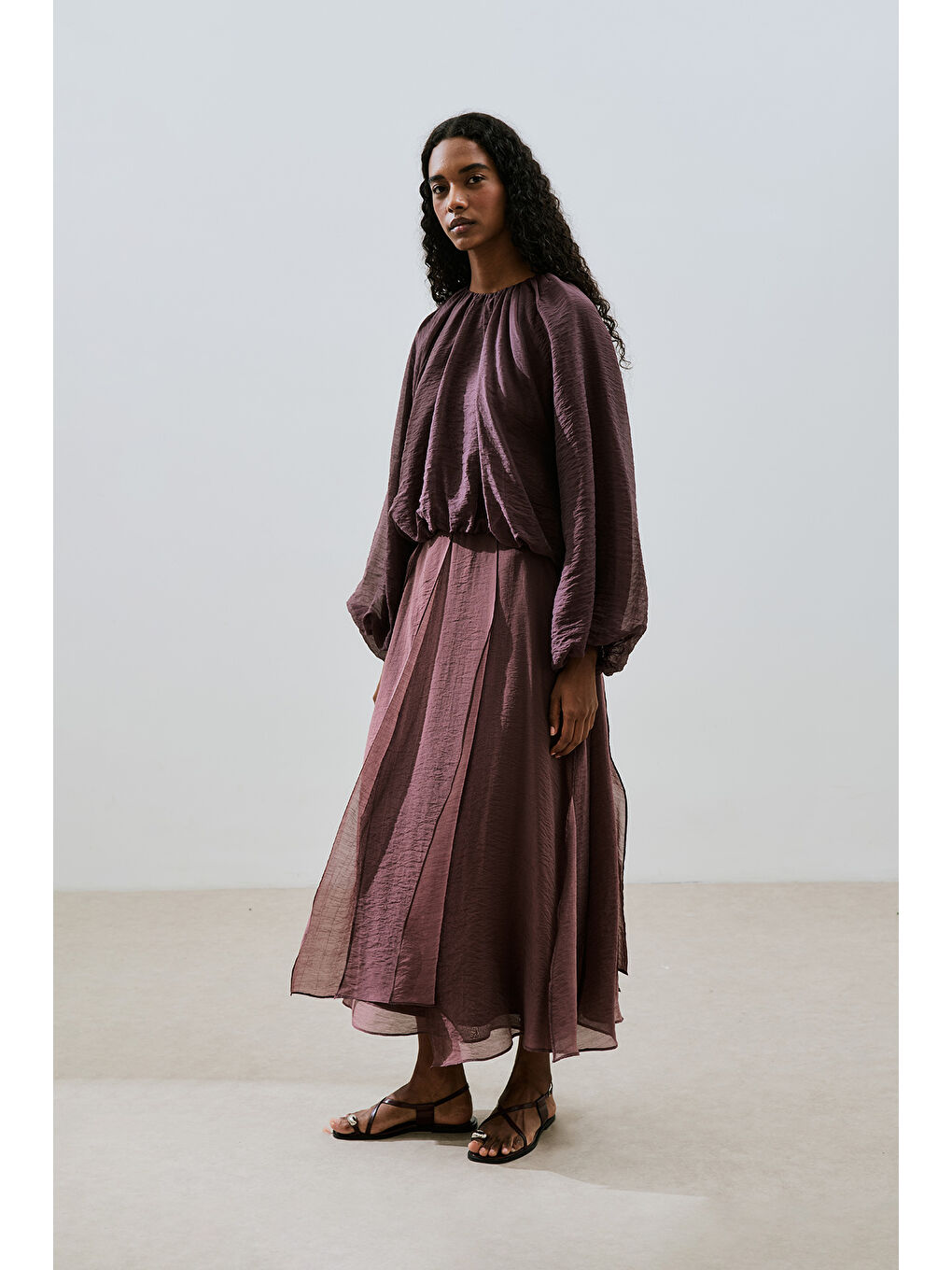 Balon Form Kısa Bluz Bordo-1