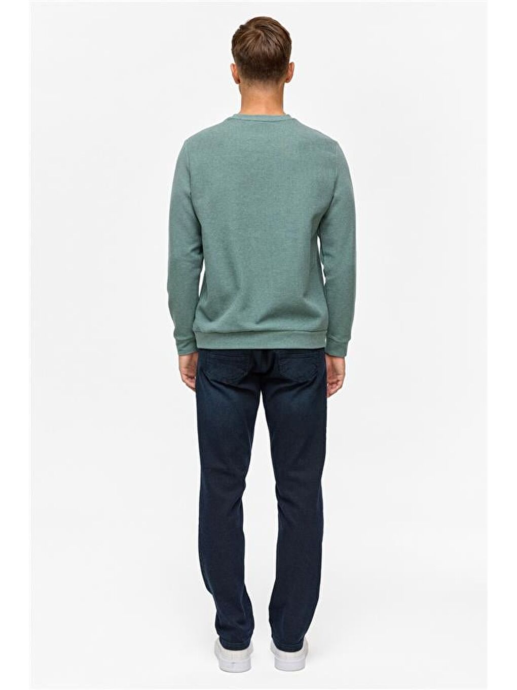 Haki Regular Düz Bisiklet Yaka Sweatshirt-6