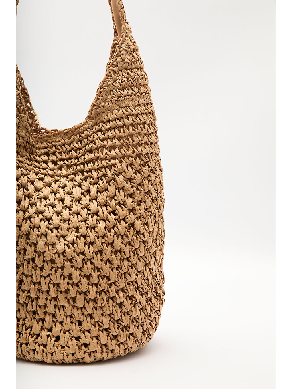 Bej Örgülü Hasır Çapraz Çanta Natural-6