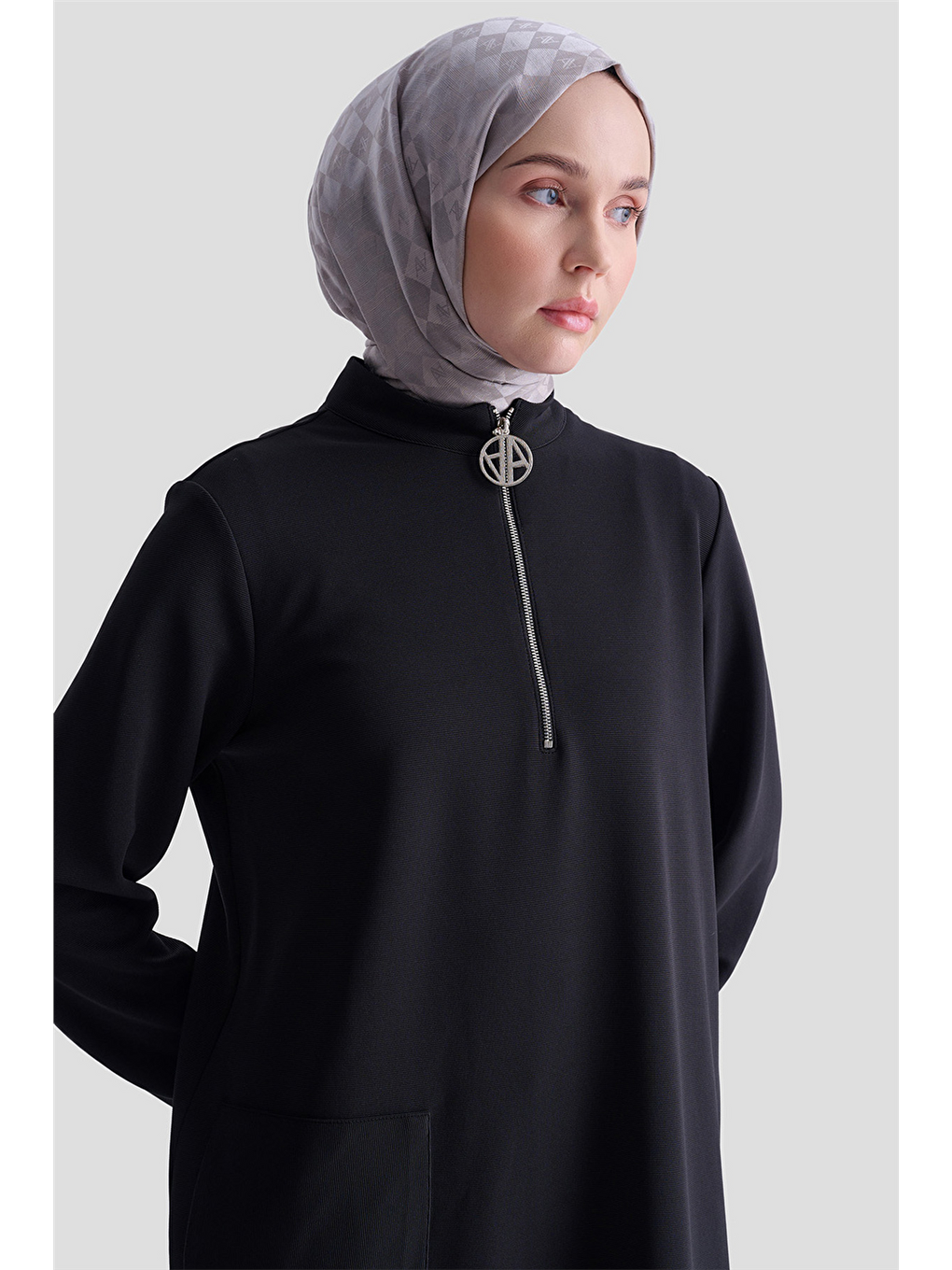 Cep Detaylı Basic Tunik 25Kt1453 Siyah-2