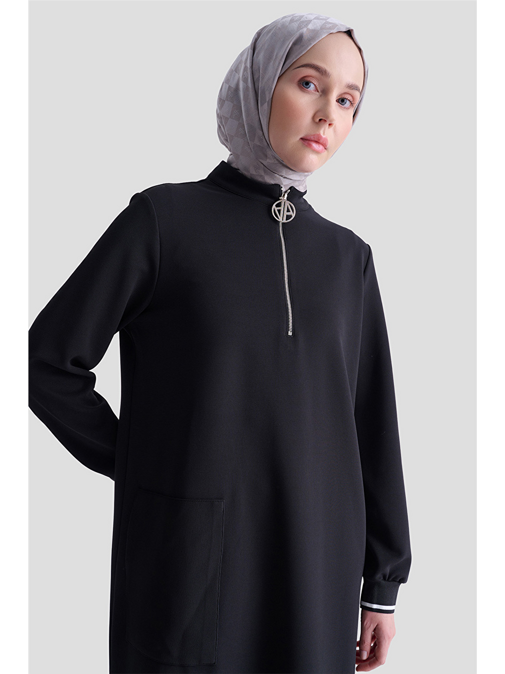 Cep Detaylı Basic Tunik 25Kt1453 Siyah-3