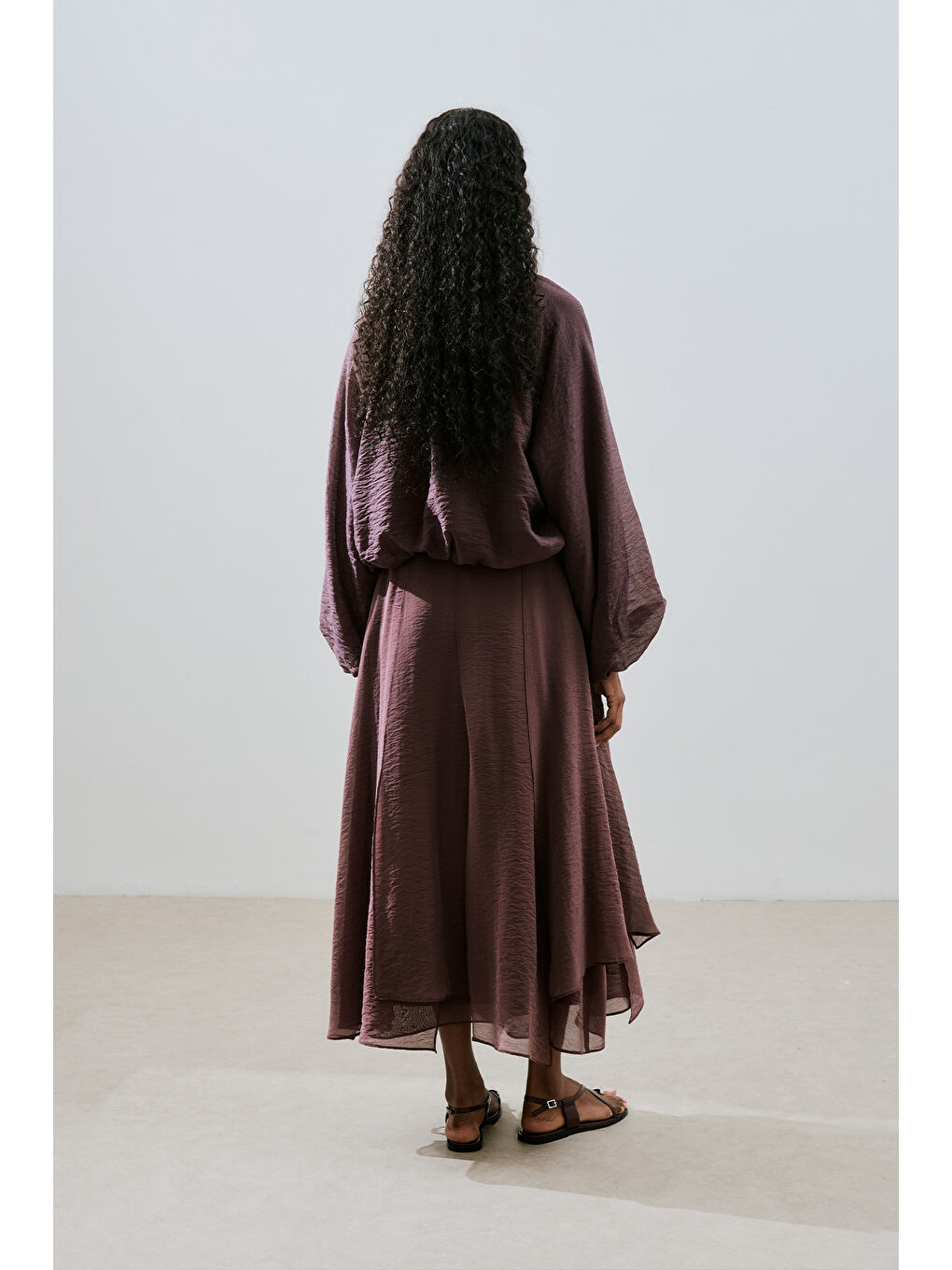 Balon Form Kısa Bluz Bordo-5