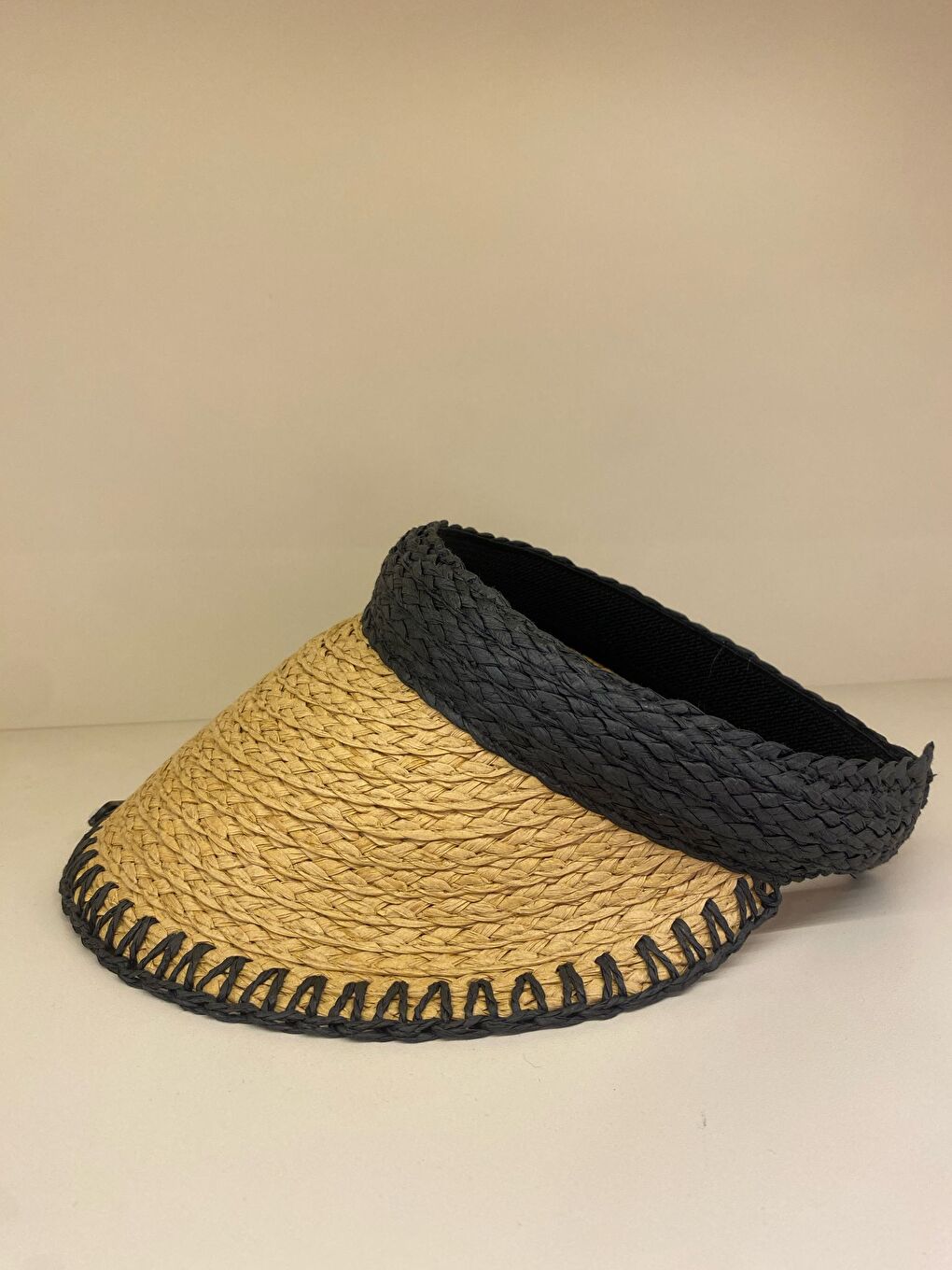 Kahverengi Camel Zigzag Biye Detaylı Hasır Vizör Şapka Güneş Koruyucu Özellikli Günlük Kullanıma İdeal HSR2104-1