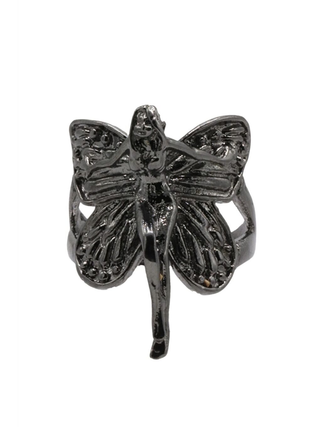 Kadın Antrasit Lak Kaplama Ayarlanabilir Kanatlı Melek Yüzük