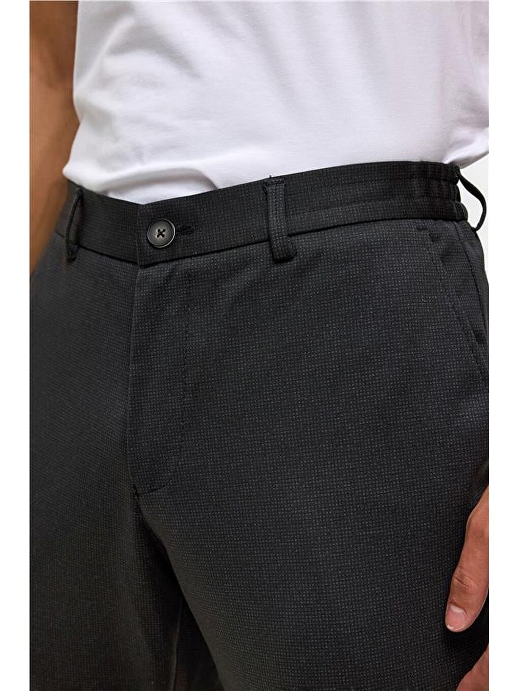 Siyah Slim Armürlü Jogger Pantolon-2