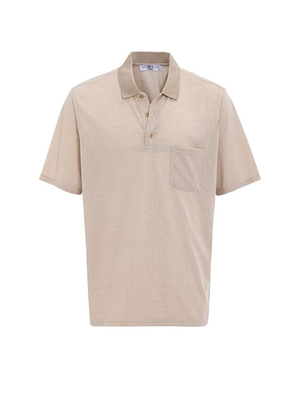 Bej Regular Desenli Polo Yaka Tişört