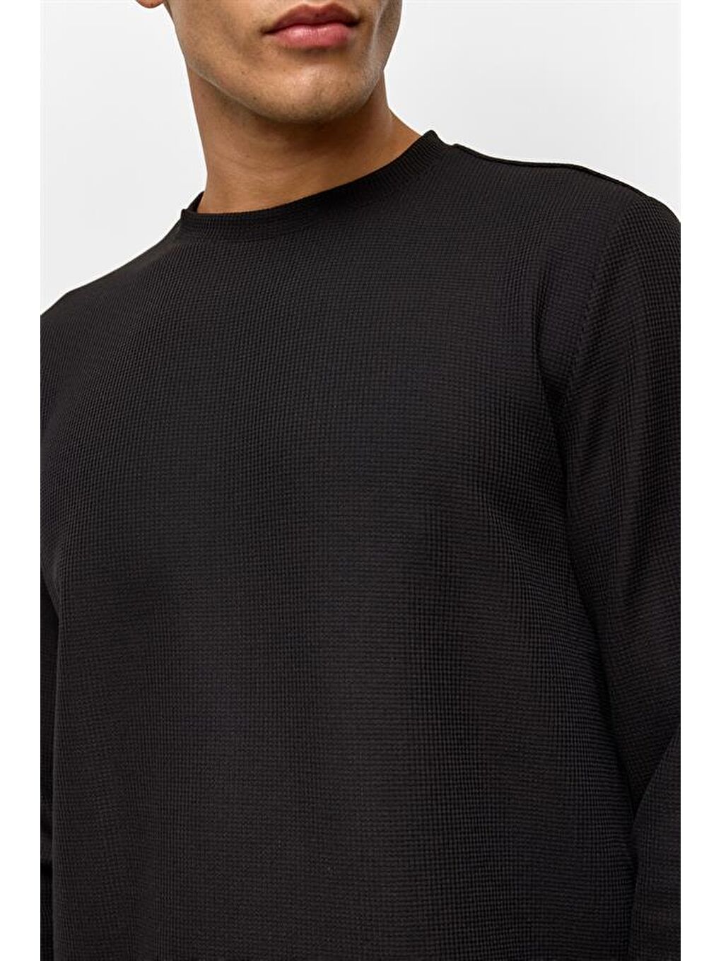 Siyah Regular Düz Bisiklet Yaka Sweatshirt-4