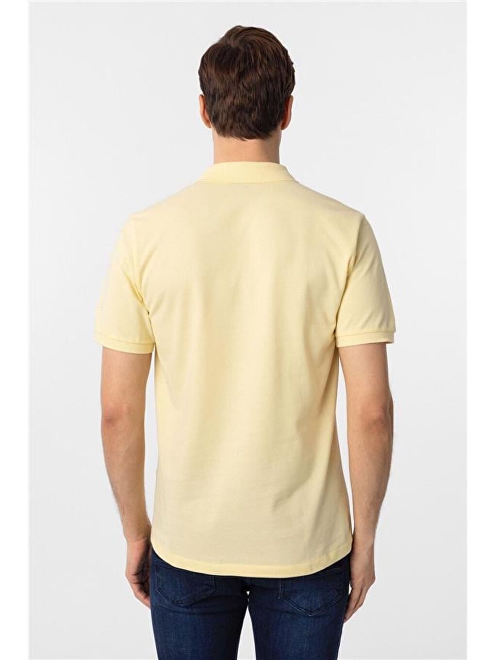 Sarı Regular Armürlü Polo Yaka Tişört-4