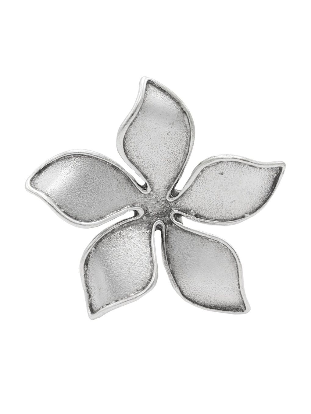 Gri Kadın Antik Gümüş Kaplama Manolya Formlu Ayarlanabilir Yüzük