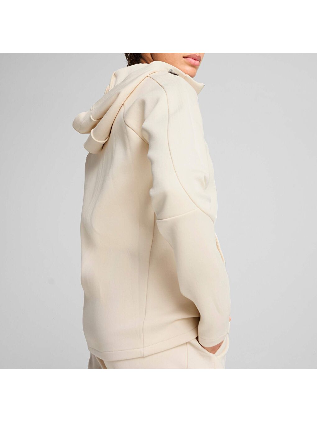 Beyaz EVOSTRIPE Kadın Kapüşonlu Ceket-1