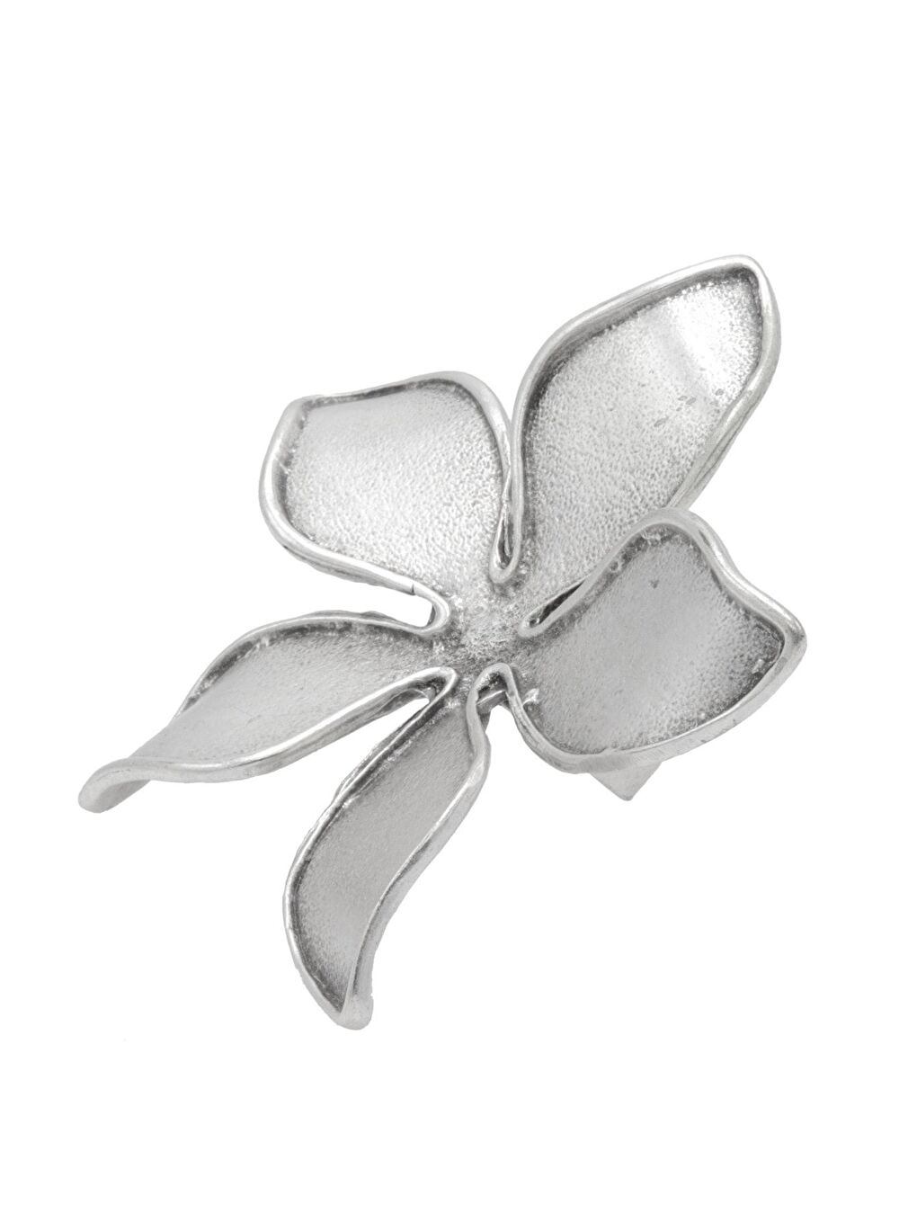 Gri Kadın Antik Gümüş Kaplama Manolya Formlu Ayarlanabilir Yüzük-1