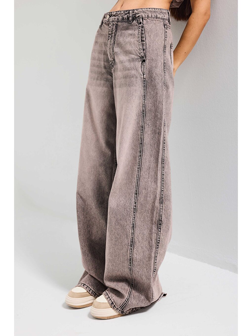 Mavi Kadın Koyu Jean 4s6-165 Barrel Yüksek Bel Fit Süper Bol Kesim Kemer Detaylı Tasarım Denim Jean