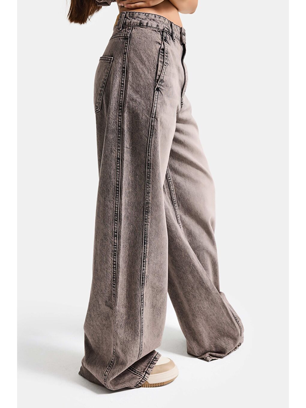 Mavi Kadın Koyu Jean 4s6-165 Barrel Yüksek Bel Fit Süper Bol Kesim Kemer Detaylı Tasarım Denim Jean-1