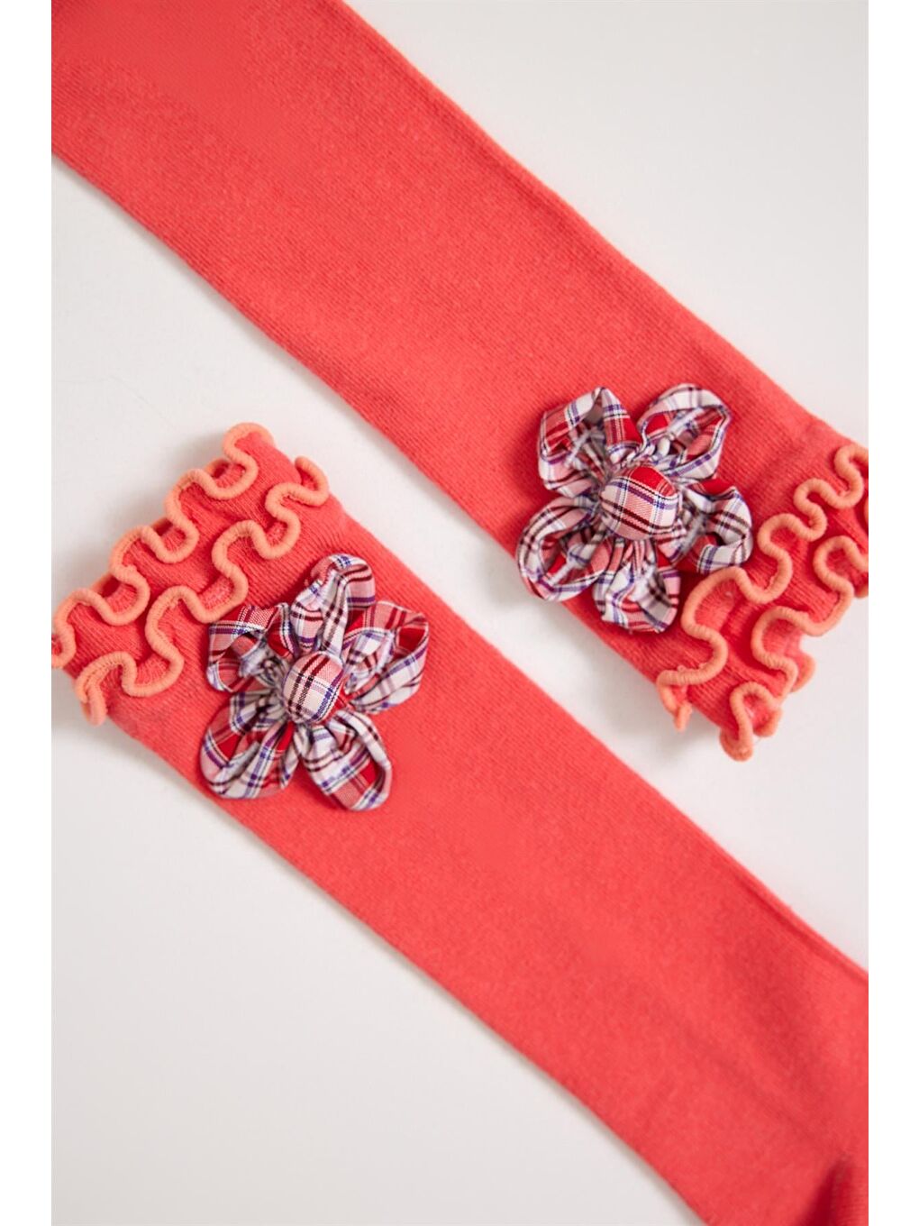 Pembe 2'Li Paket Flowers Kız Çocuk Dizaltı Çorap-1