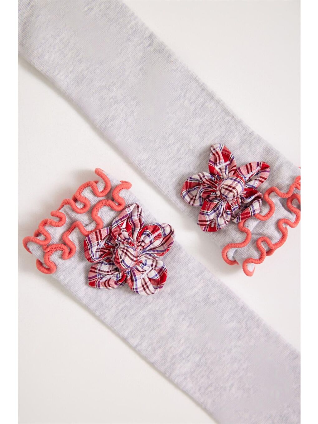 Pembe 2'Li Paket Flowers Kız Çocuk Dizaltı Çorap-2