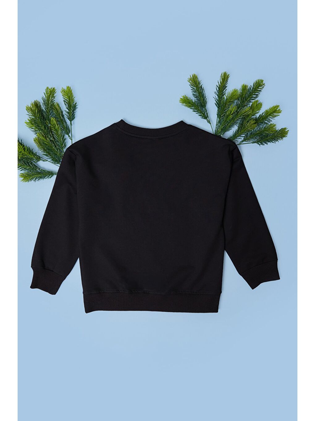 Siyah Fiyonk Nakışlı Taşlı Kız Çocuk Sweatshirt-2