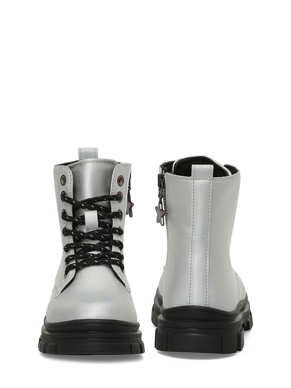 Gri ZESY.P5PR Gümüş Kız Çocuk Biker Bot-4