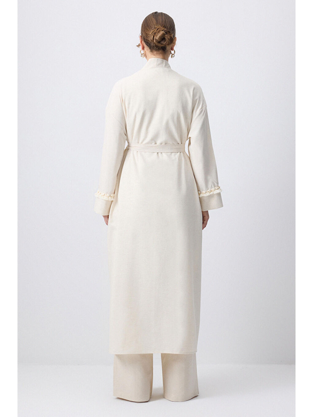 Bej Doğal Dokulu Kimonolu 3 Lü Takım-4