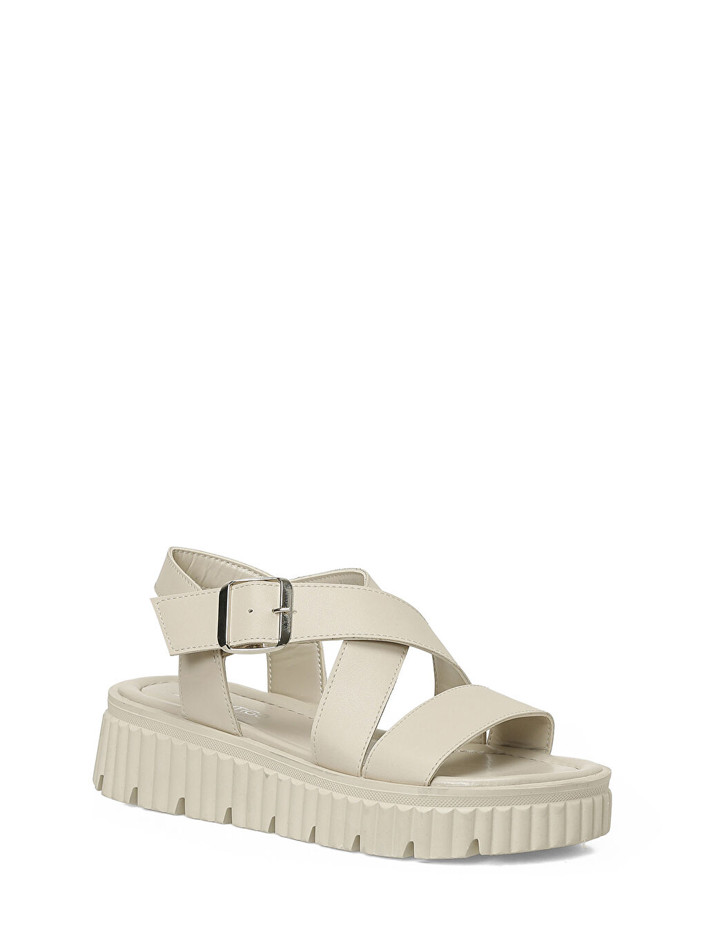 26S-358 6FX Bej Kadın Kalın Taban Sandalet-1