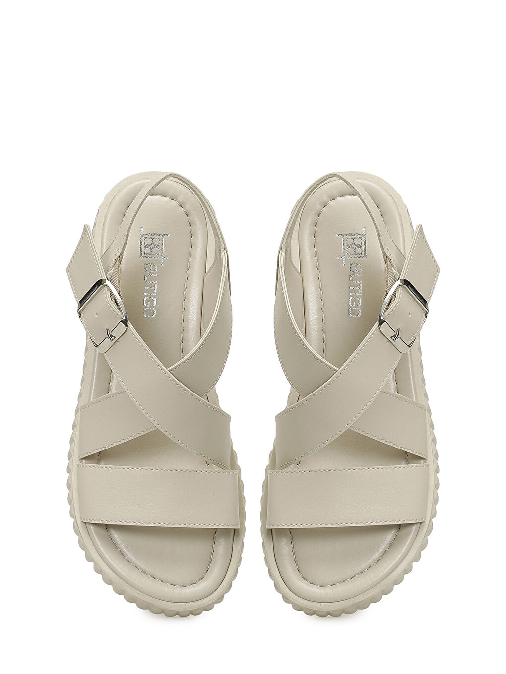 26S-358 6FX Bej Kadın Kalın Taban Sandalet-3