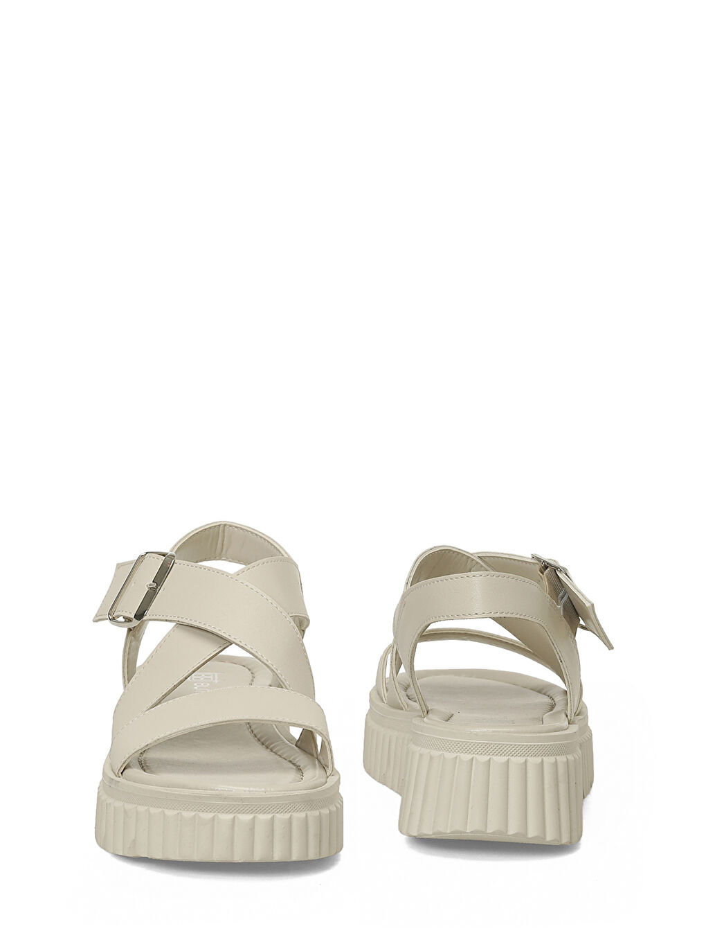 26S-358 6FX Bej Kadın Kalın Taban Sandalet-4