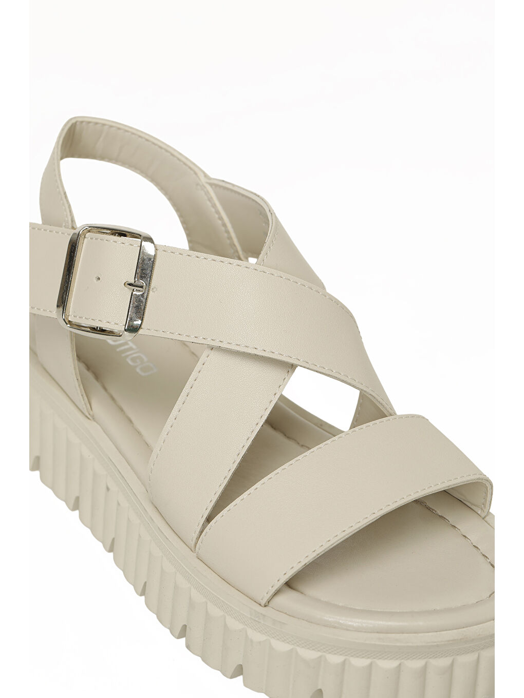 26S-358 6FX Bej Kadın Kalın Taban Sandalet-6