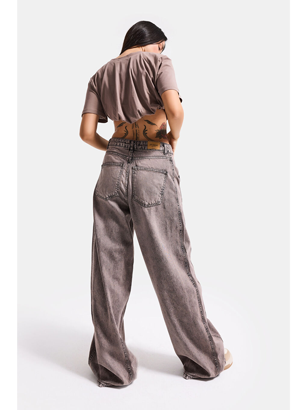 Mavi Kadın Koyu Jean 4s6-165 Barrel Yüksek Bel Fit Süper Bol Kesim Kemer Detaylı Tasarım Denim Jean-4