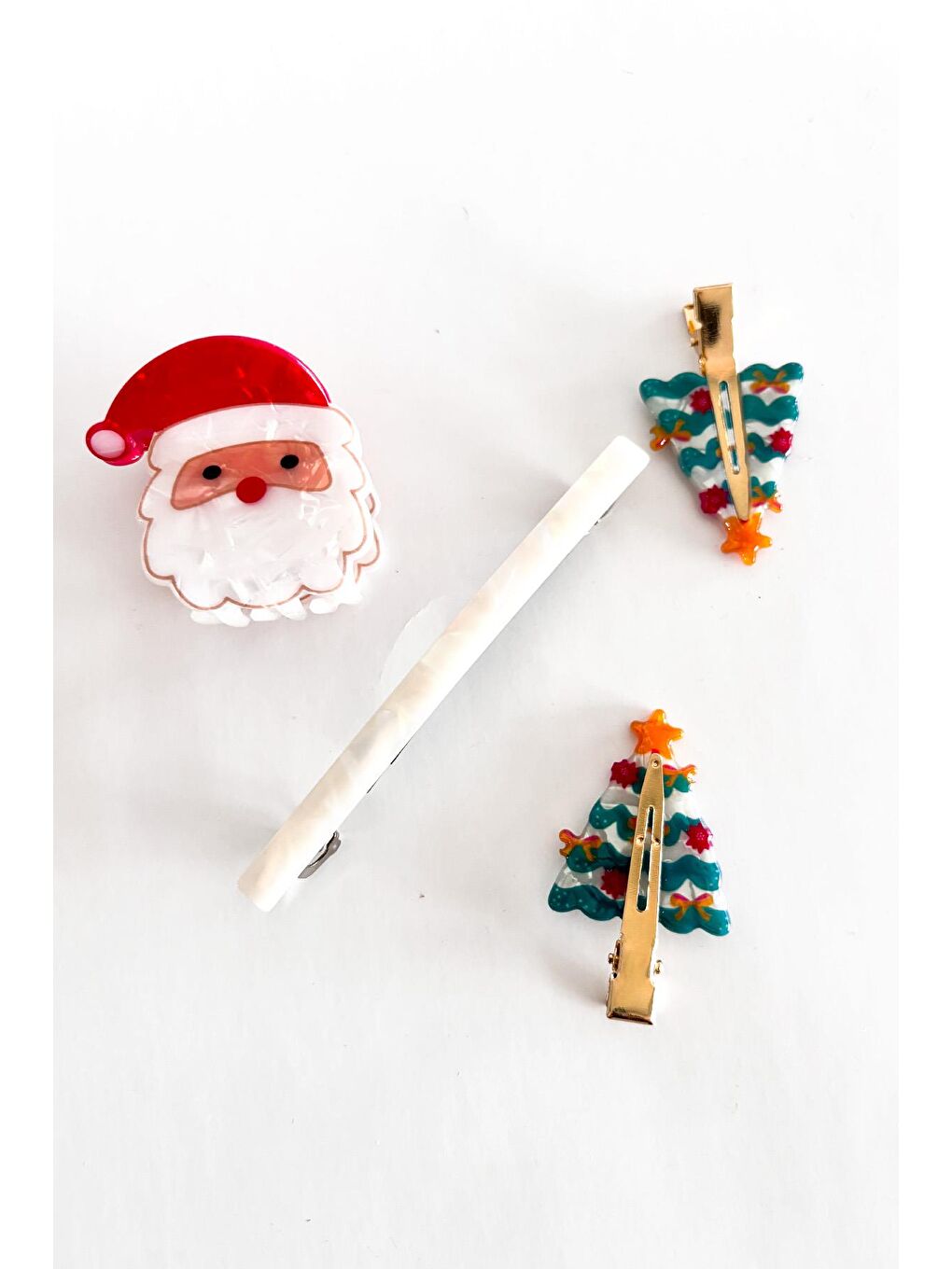 New Obsessions Kırmızı Yılbaşı Noel Baba Mandal Toka ve Yılbaşı Ağacı Pens Toka 4'lü Paket - 1