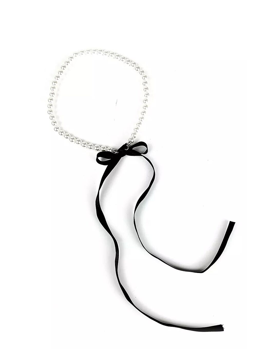 Gri Amelie Coco İncili Tasma Choker Kolye