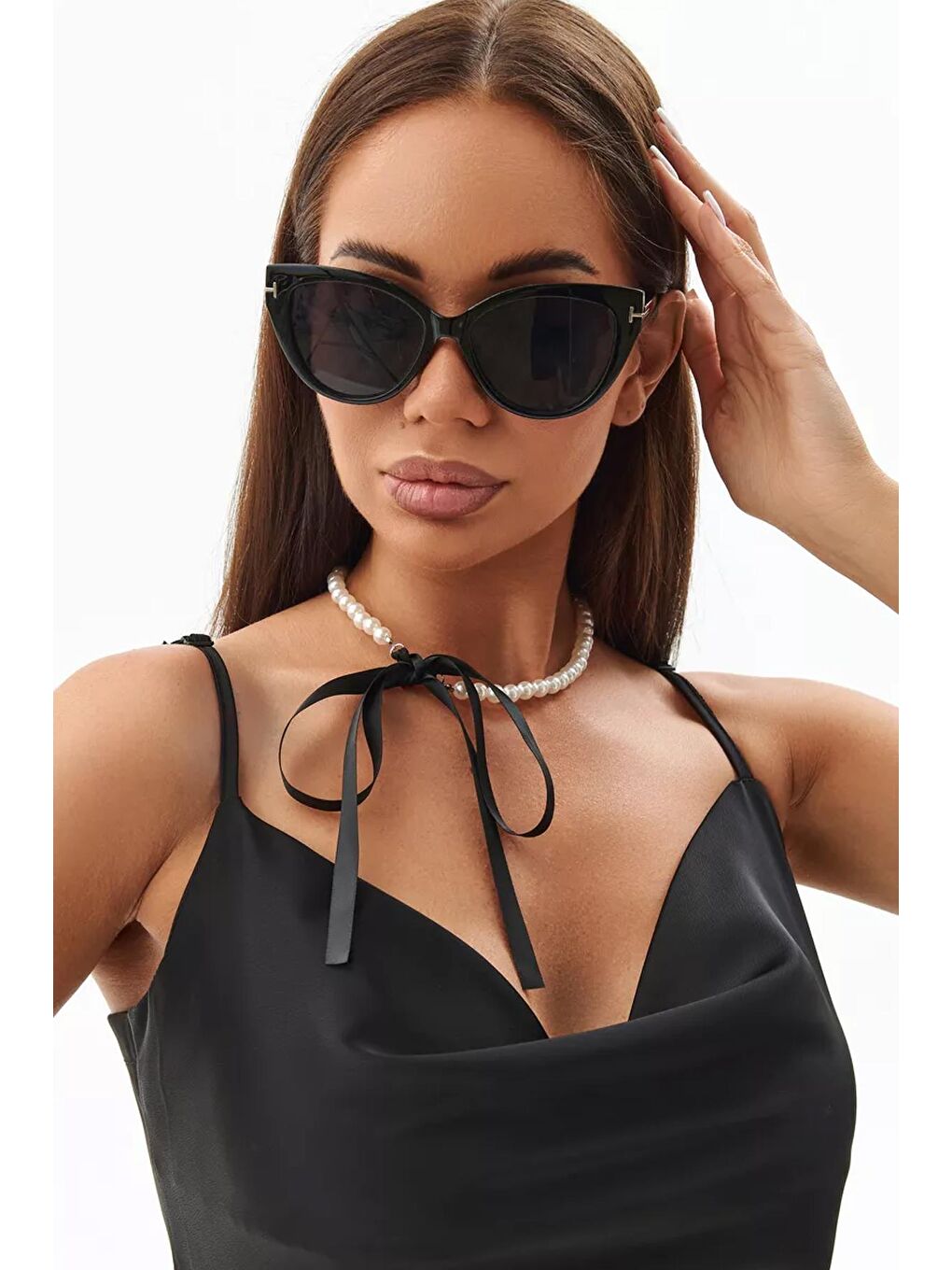 Gri Amelie Coco İncili Tasma Choker Kolye-2