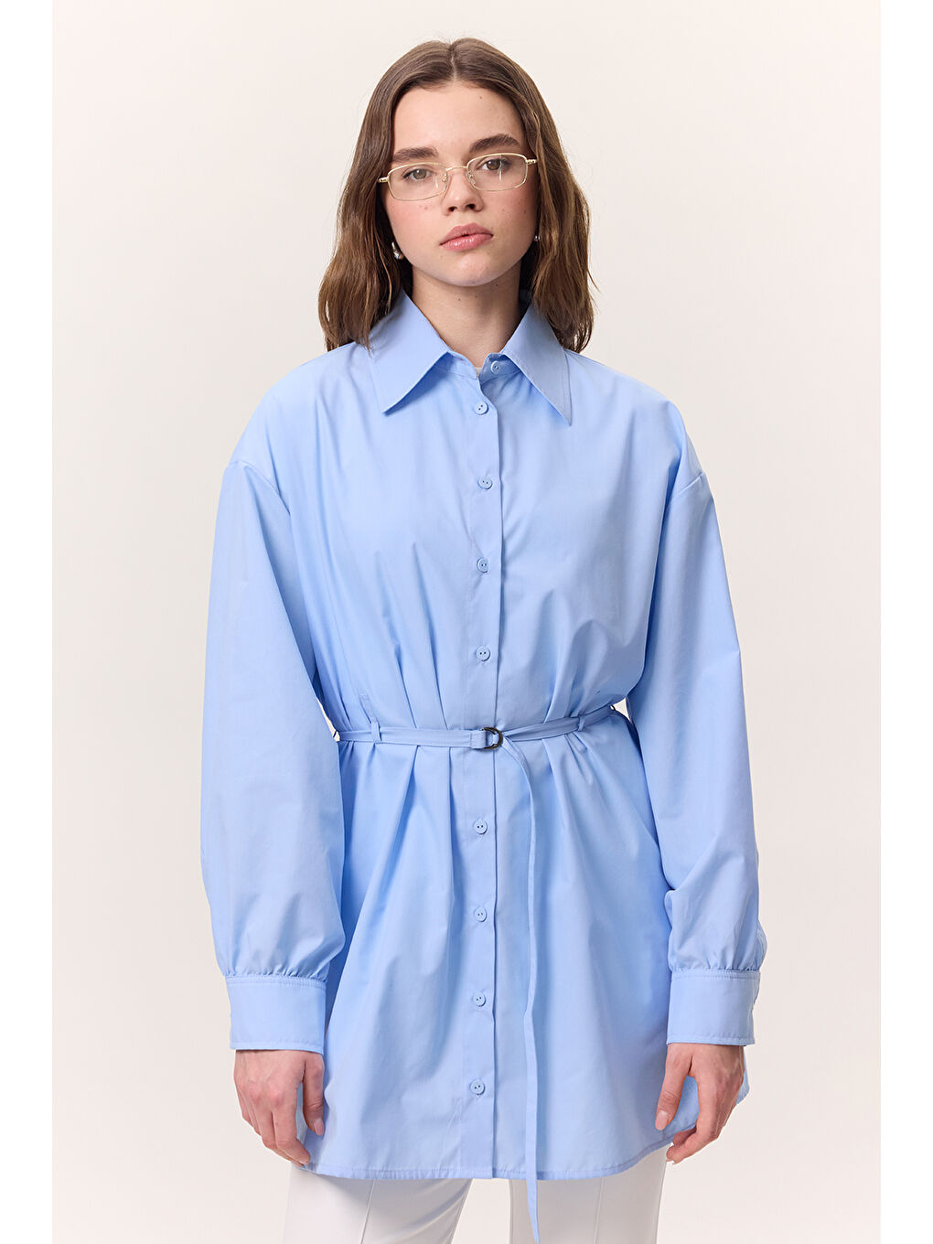 Kemer Detaylı Tunik Mavi-1