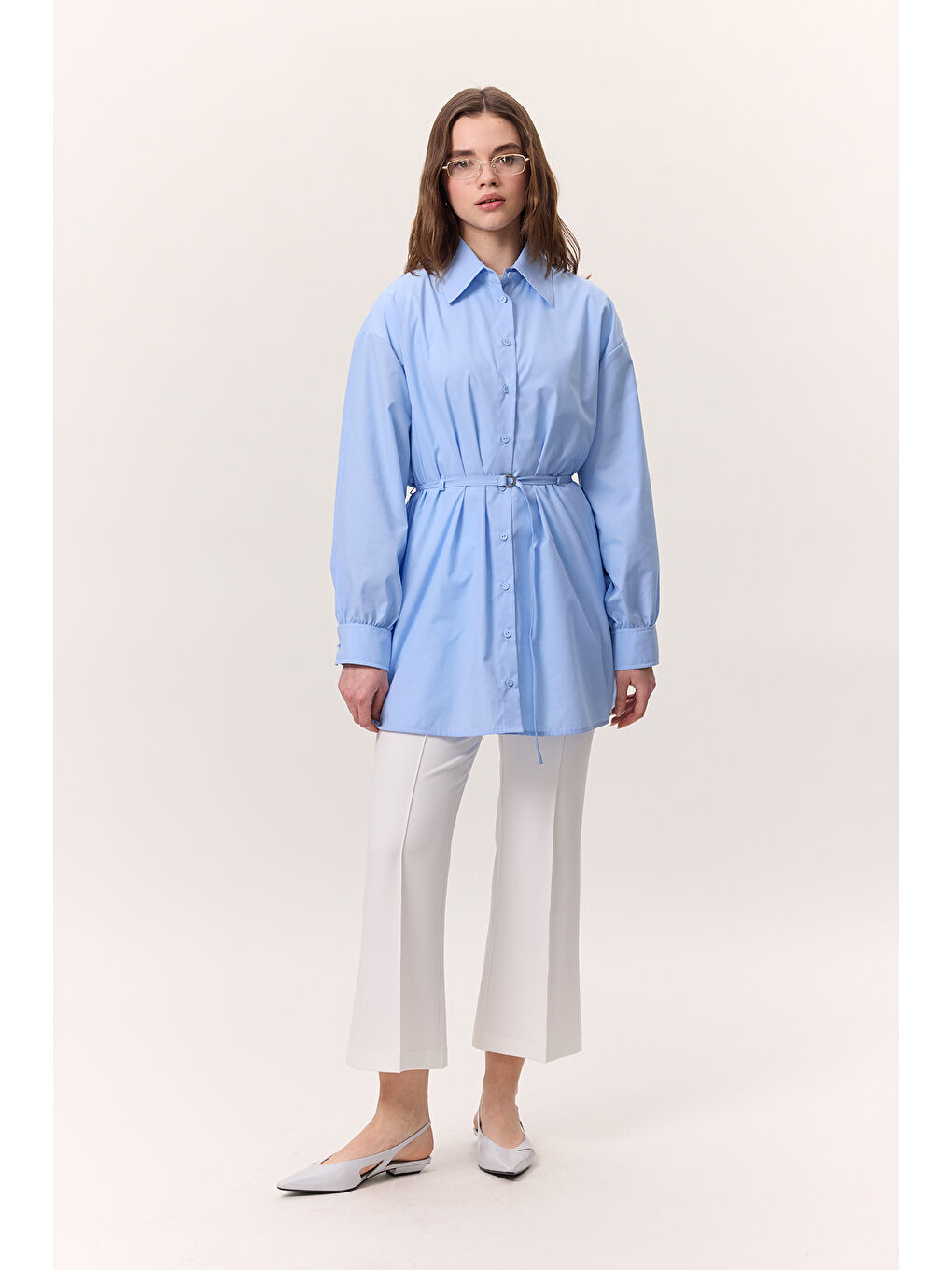 Kemer Detaylı Tunik Mavi-3