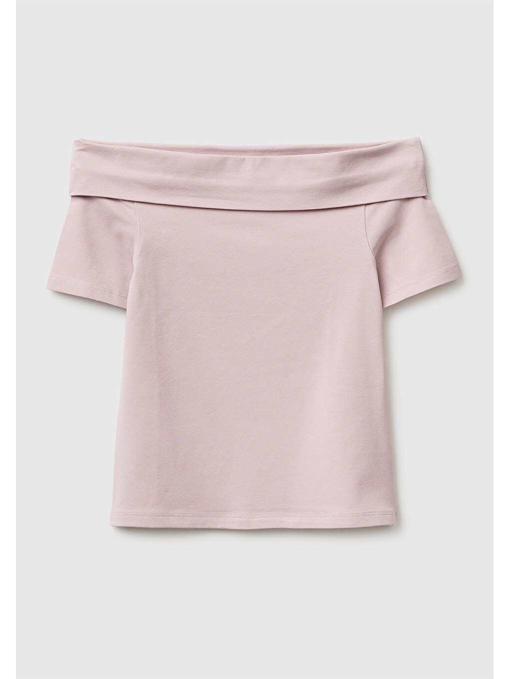 Pembe Kız Çocuk Gül Kurusu Arkası Logo İşlemeli Raglan Kollu Kayık Yaka T-Shirt
