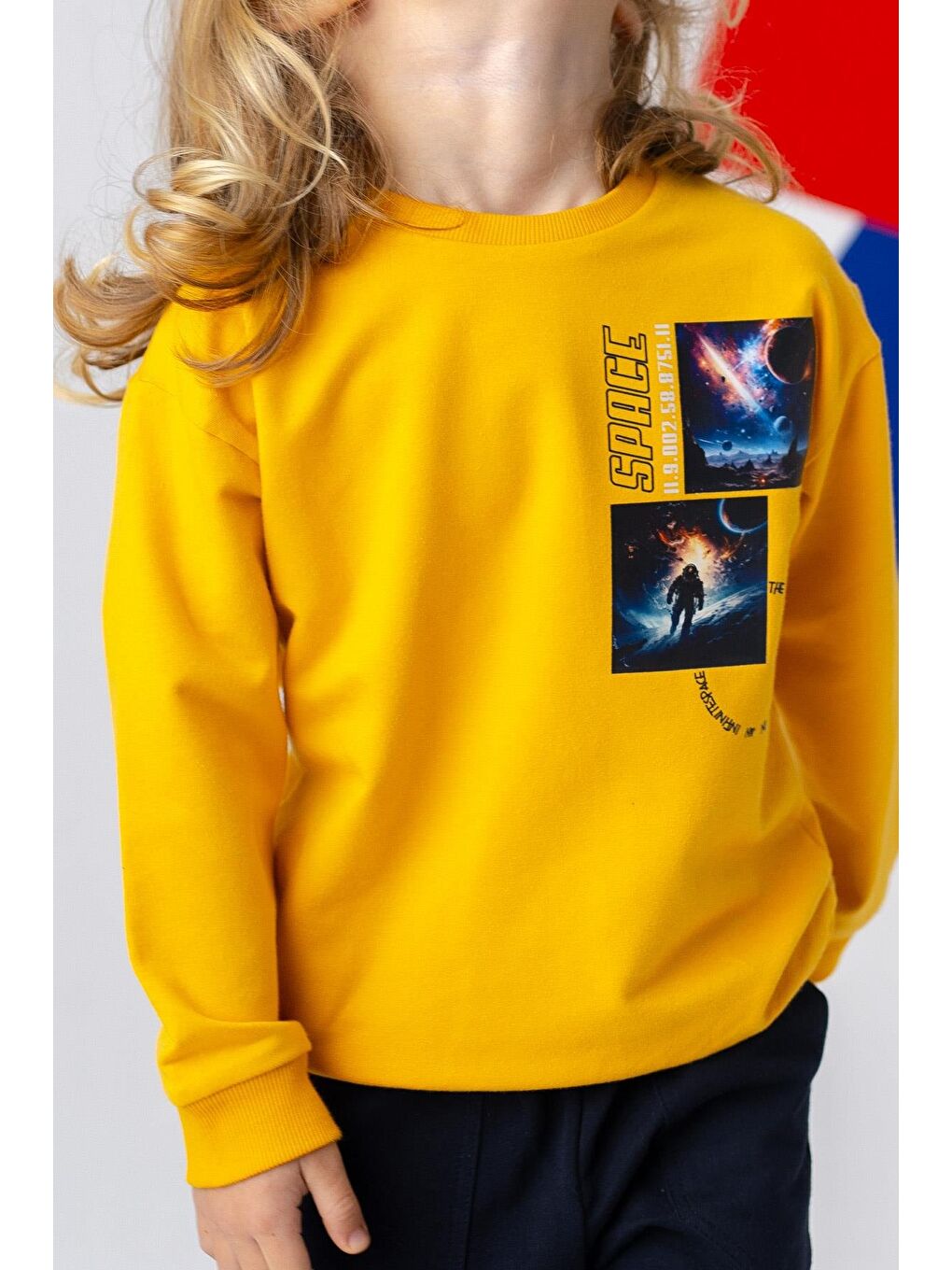 ZEYLAND Sarı Erkek Çocuk Uzay Baskılı Basic Sweatshirt - 1