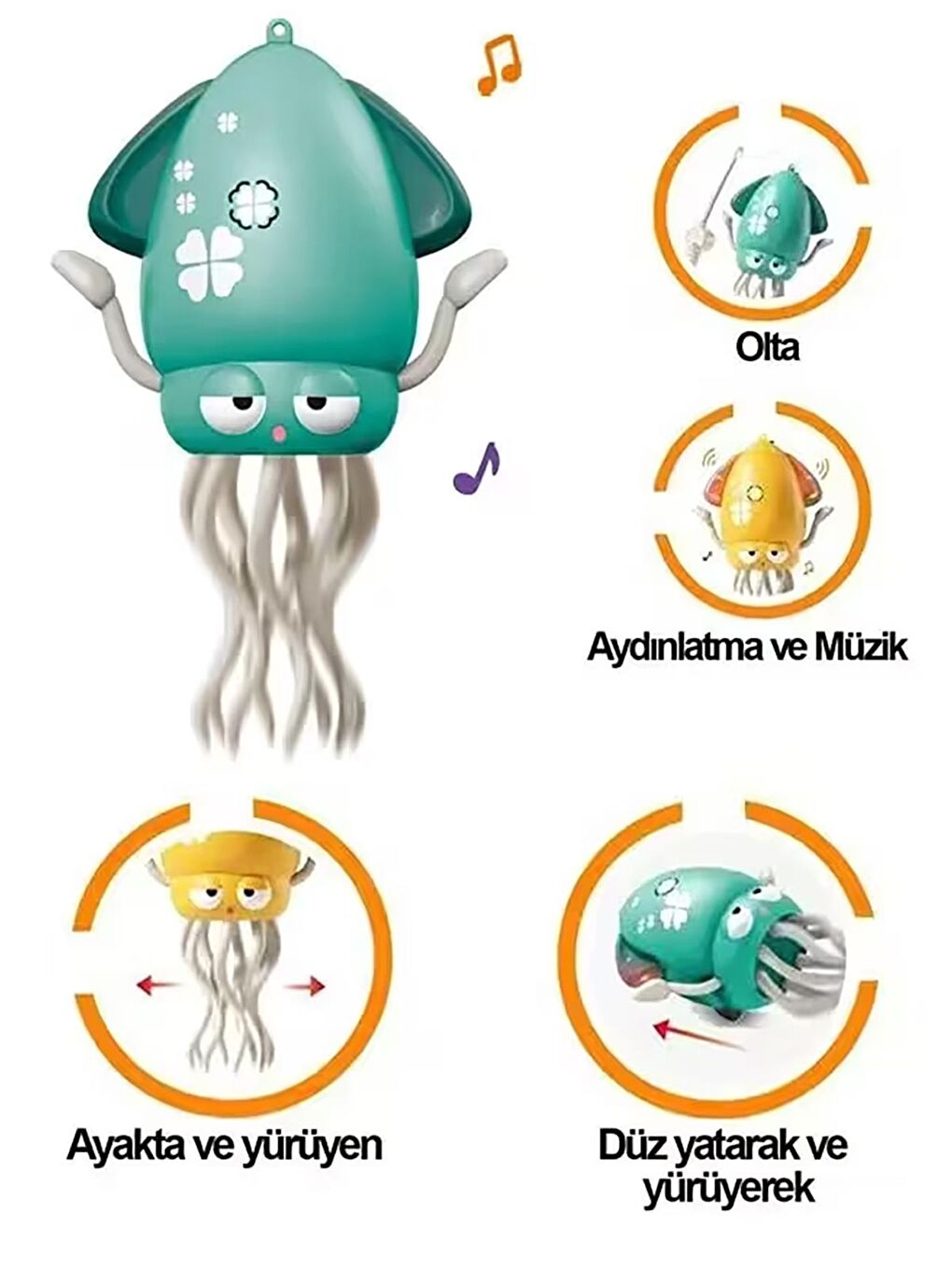 Seher Oyuncak Şarjlı Çok Fonksiyonlu Ahtapot - Yeşil-1