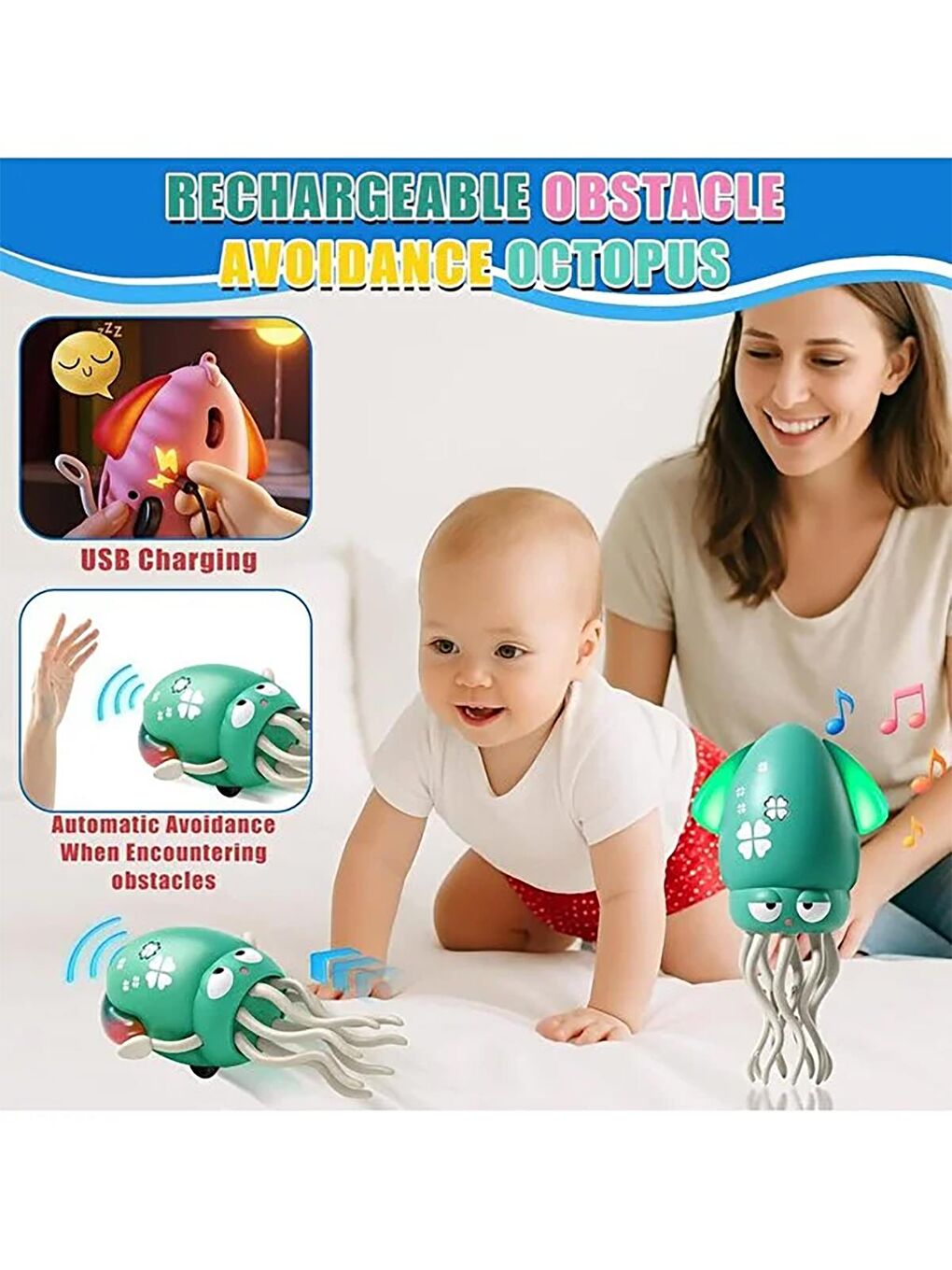 Seher Oyuncak Şarjlı Çok Fonksiyonlu Ahtapot - Yeşil-2
