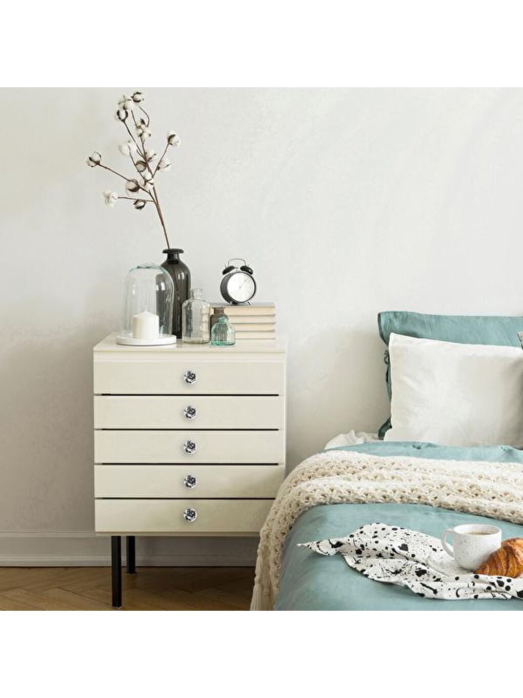 Yıldız Düğme Kulp - Beyaz / Siyah-1