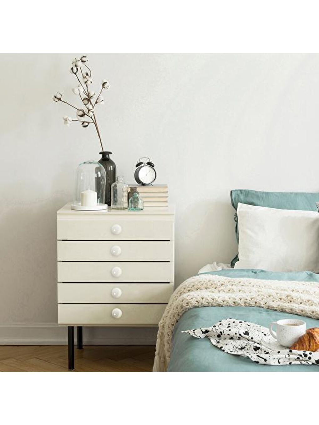 Yıldız Düğme Kulp - Beyaz / Altın-3